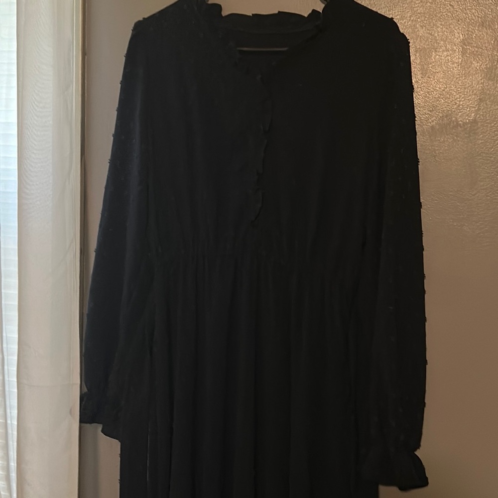 Shein Maxi Swiss Dot navy dress